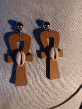 Load image into Gallery viewer, Handmade Large Clip On Wooden Ankh Earrings
