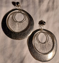 Load image into Gallery viewer, Extra large Handmade Silver Metal Multi Hoop Clip On Earrings 4 inch
