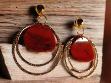 Load image into Gallery viewer, Handmade metal and acrylic  Hoop Clip On Earrings
