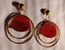 Load image into Gallery viewer, Handmade metal and acrylic  Hoop Clip On Earrings
