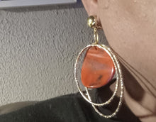 Load image into Gallery viewer, Handmade metal and acrylic  Hoop Clip On Earrings
