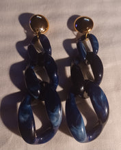 Load image into Gallery viewer, Giant Handmade Avant garde chunky  acrylic Chain Clip On Earrings 6 inch
