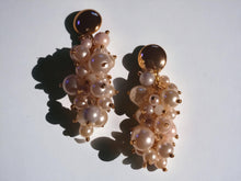 Load image into Gallery viewer, Handmade beaded large chunky  faux pearl Grapevine Cluster Clip On Earrings

