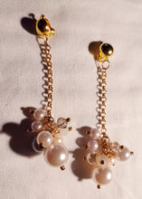 Load image into Gallery viewer, Handmade Faux Pearl  Dangle Clip On Earrings 4 inch
