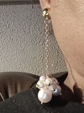 Load image into Gallery viewer, Handmade Faux Pearl  Dangle Clip On Earrings 4 inch
