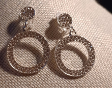Load image into Gallery viewer, Small silver Metal rhinestone Clip On Earrings silver
