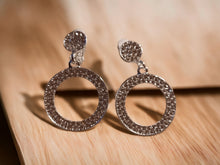 Load image into Gallery viewer, Small silver Metal rhinestone Clip On Earrings silver
