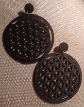 Load image into Gallery viewer, Large 7 Chakra Flower Flower of Life Yoga clip on earrings
