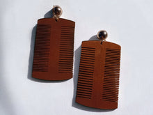 Load image into Gallery viewer, Wood Afro Pick Clip On Earrings, Handmade 3-Inch

