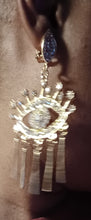 Load image into Gallery viewer, Handmade Rhinestone Eye Dangle Clip On Earrings gold
