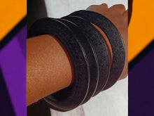 Load image into Gallery viewer, Vintage Chunky Wooden Bangle Set of 4 black
