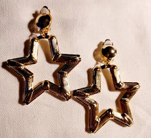 Load image into Gallery viewer, Rare star shaped Clip On Small Bamboo Hoop Earrings gold
