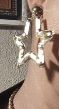 Load image into Gallery viewer, Rare star shaped Clip On Small Bamboo Hoop Earrings gold

