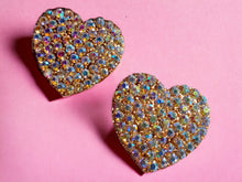 Load image into Gallery viewer, Rhinestone Heart Stud Clip On Earrings
