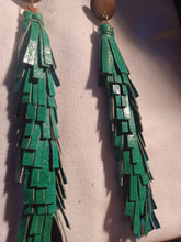 Load image into Gallery viewer, Handmade  Hand Dyed Genuine Leather Tassel Earrings 6 inch clip on
