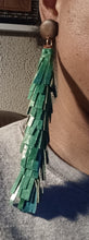 Load image into Gallery viewer, Handmade  Hand Dyed Genuine Leather Tassel Earrings 6 inch clip on
