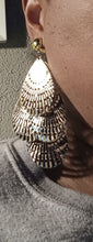 Load image into Gallery viewer, Large handmade crinkle Metal  Clip On Earrings gold
