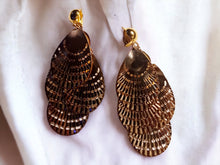 Load image into Gallery viewer, Large handmade crinkle Metal  Clip On Earrings gold
