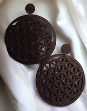 Load image into Gallery viewer, Large 7 Chakra Flower Flower of Life Yoga clip on earrings
