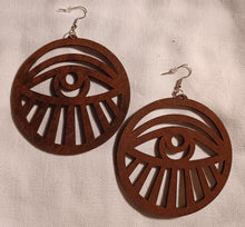Load image into Gallery viewer, Egyptian Eye of Horus Wooden Earrings
