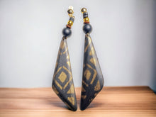 Load image into Gallery viewer, Clip On Afrocentric handpainted Mudcloth Design Earrings

