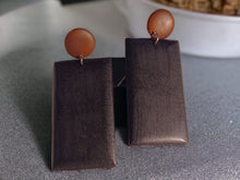 Load image into Gallery viewer, Minimalist Wooden geo shapes Clip on Earrings
