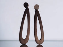 Load image into Gallery viewer, Minimalist Wooden hoop Clip on Earrings 5 inch
