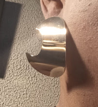 Load image into Gallery viewer, Large curved gold crescent moon Earrings Minimalist (pierced ears) gold
