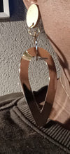 Load image into Gallery viewer, Handmade Abstract Gold Metal Clip On Earrings, 4 inch Statement Style
