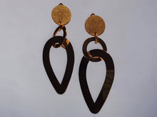 Load image into Gallery viewer, Handmade Abstract Gold Metal Clip On Earrings, 4 inch Statement Style
