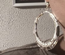 Load image into Gallery viewer, Classic Clip On Large Bamboo Hoop Earrings Gold
