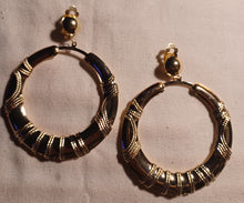 Load image into Gallery viewer, Classic Clip On Large Bamboo Hoop Earrings Gold
