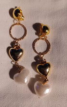 Load image into Gallery viewer, Clip On Heart  Dangle Earrings gold 3 inch
