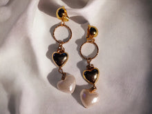 Load image into Gallery viewer, Clip On Heart  Dangle Earrings gold 3 inch
