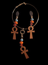 Load image into Gallery viewer, Handmade Ankh Necklace and Earrings Set pierced ears
