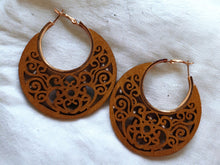 Load image into Gallery viewer, Wood and Metal Abstract Hoop Earrings
