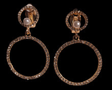 Load image into Gallery viewer, Rhinestone Hoop Clip On Earrings gold
