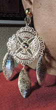 Load image into Gallery viewer, Extra large Hammered Metal dream catcher Clip On Earrings gold
