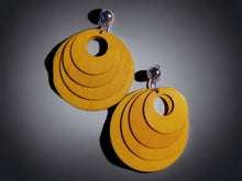 Load image into Gallery viewer, Clip on Multi Layer Wooden Hoop Earrings yellow
