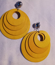 Load image into Gallery viewer, Clip on Multi Layer Wooden Hoop Earrings yellow
