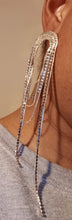 Load image into Gallery viewer, Rhinestone and Chain Dangle Earrings (pierced ears)
