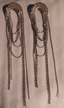 Load image into Gallery viewer, Rhinestone and Chain Dangle Earrings (pierced ears)
