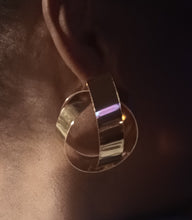 Load image into Gallery viewer, Extra large Abstract Gold knot earrings pierced ears Giant size
