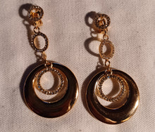 Load image into Gallery viewer, Handmade gold acrylic rhinestone Multi Hoop Clip On Earrings

