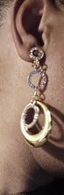 Load image into Gallery viewer, Handmade gold acrylic rhinestone Multi Hoop Clip On Earrings
