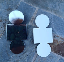 Load image into Gallery viewer, Abstract Minimalist Geometric Silver metal Earrings (pierced ears) silver color
