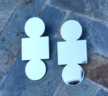 Load image into Gallery viewer, Abstract Minimalist Geometric Silver metal Earrings (pierced ears) silver color
