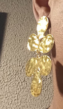 Load image into Gallery viewer, Abstract Minimalist hammered leaf design metal Earrings (pierced ears) gold color

