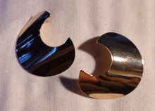 Load image into Gallery viewer, Large curved gold crescent moon Earrings Minimalist (pierced ears) gold
