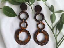 Load image into Gallery viewer, Handmade Tortoise Acrylic and wood Multi hoop Clip On Earrings
